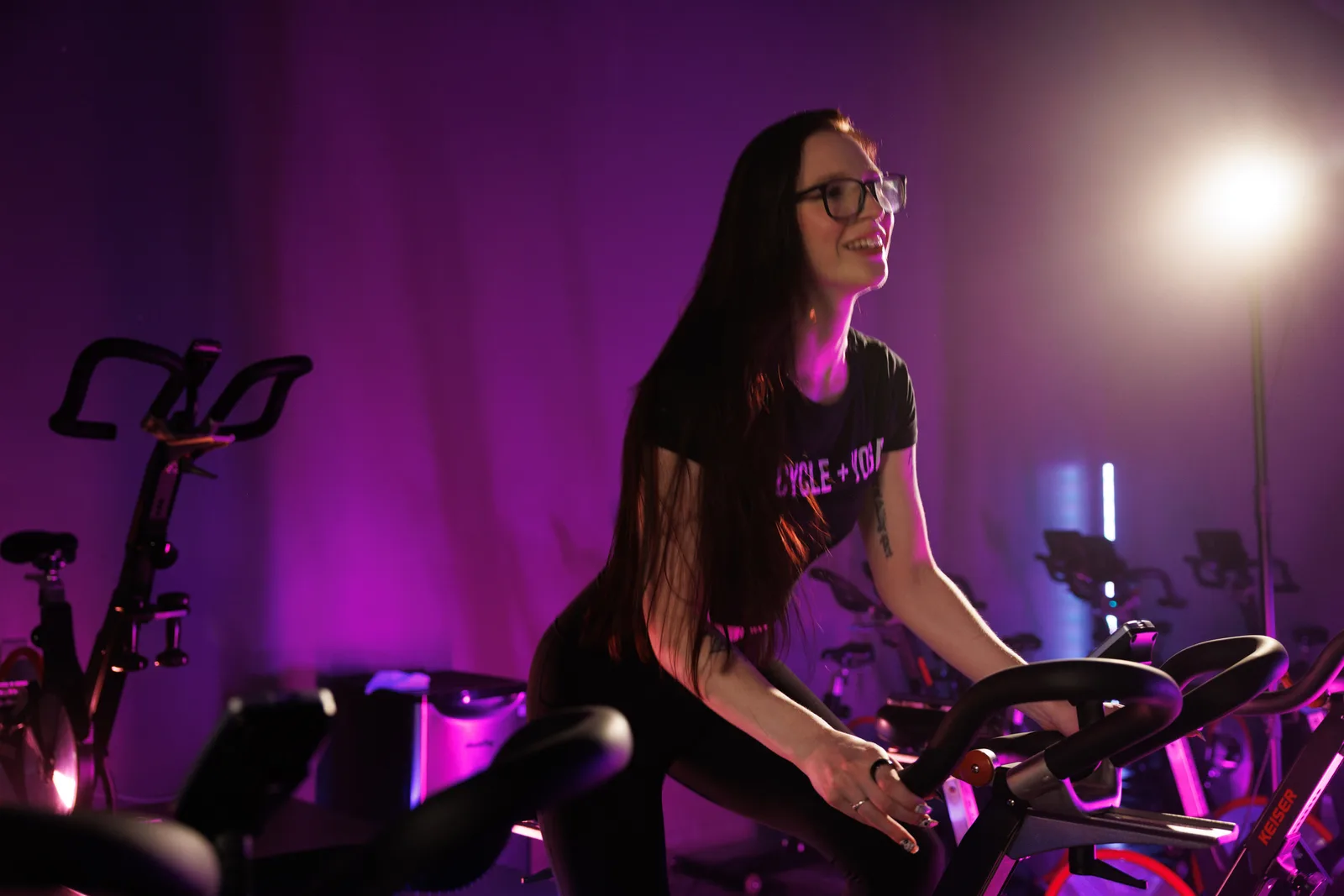 Group cycling class at LA Cycle